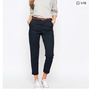 Tommy Hilfiger Women's Navy Straight Leg Chino  Pants Rich Navy Blue Size 8